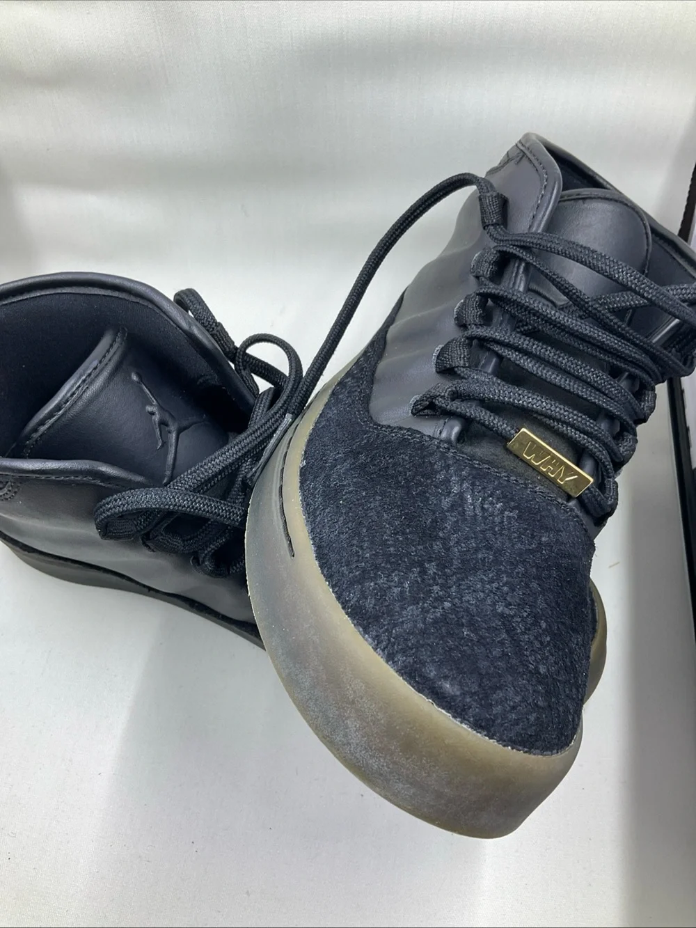 Jordan Men’s Black and Gum Mid-Top Sneakers